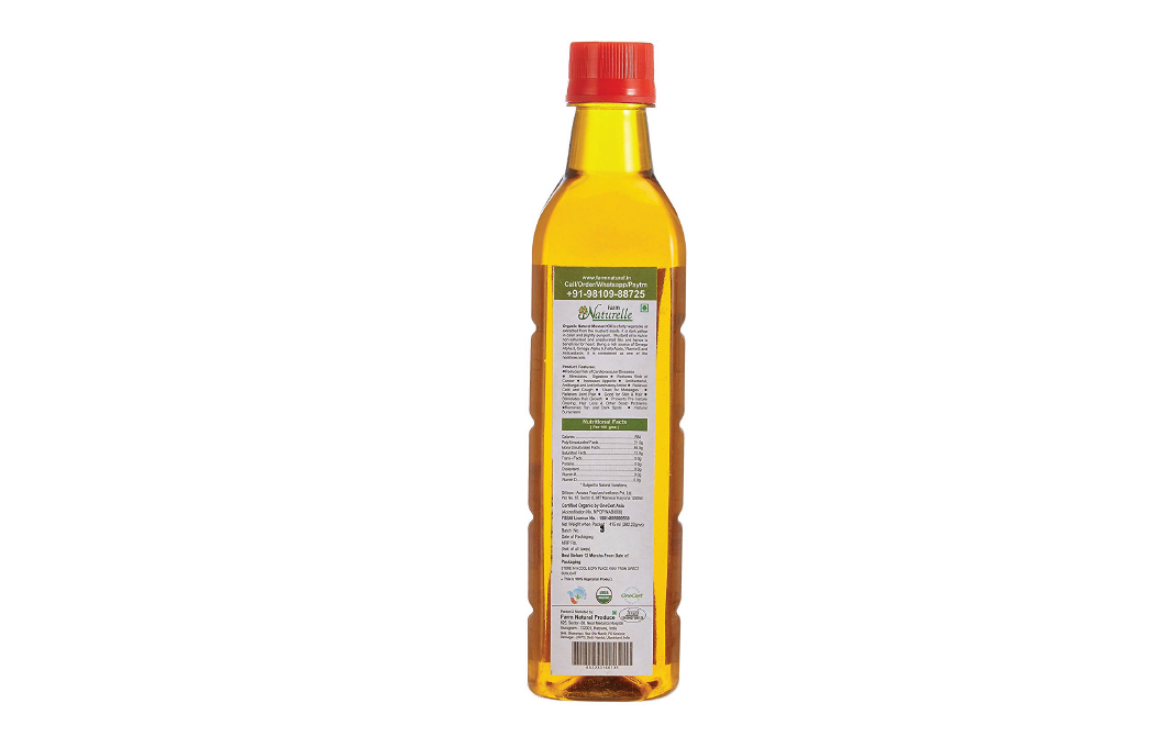 Farm Naturelle Organic Mustard Oil Cold Pressed   Plastic Bottle  415 millilitre